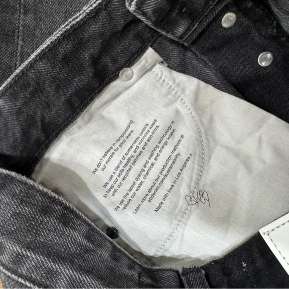 EB Denim Straight‎ Leg Unraveled Two Jean Washed Black Denim Split Hem Sz 24 - Picture 10 of 11